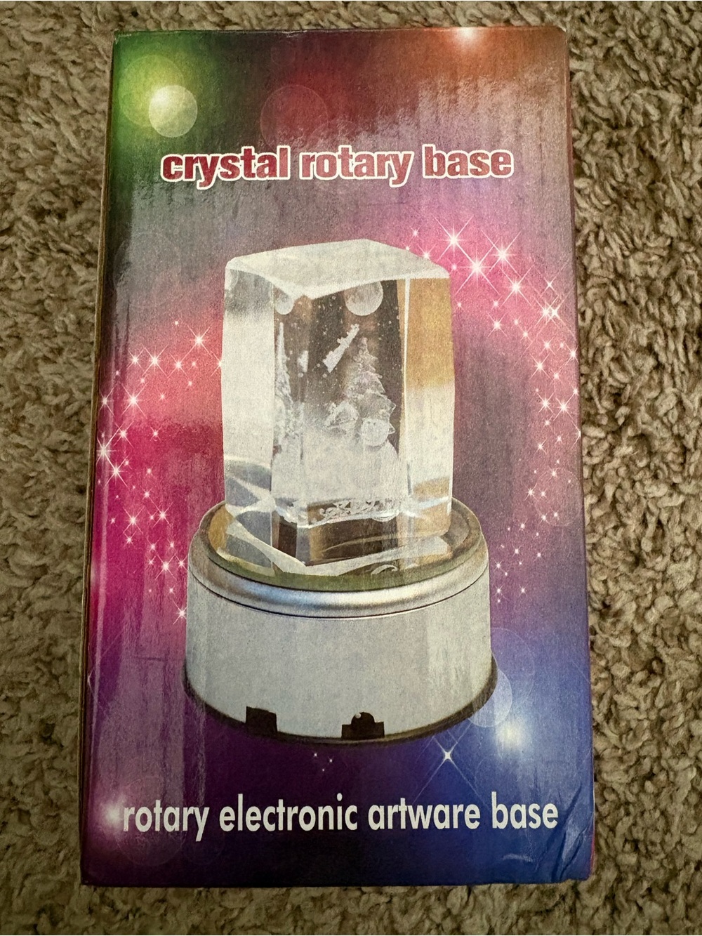 Crystal Rotary Base LED Display Stand - Silver